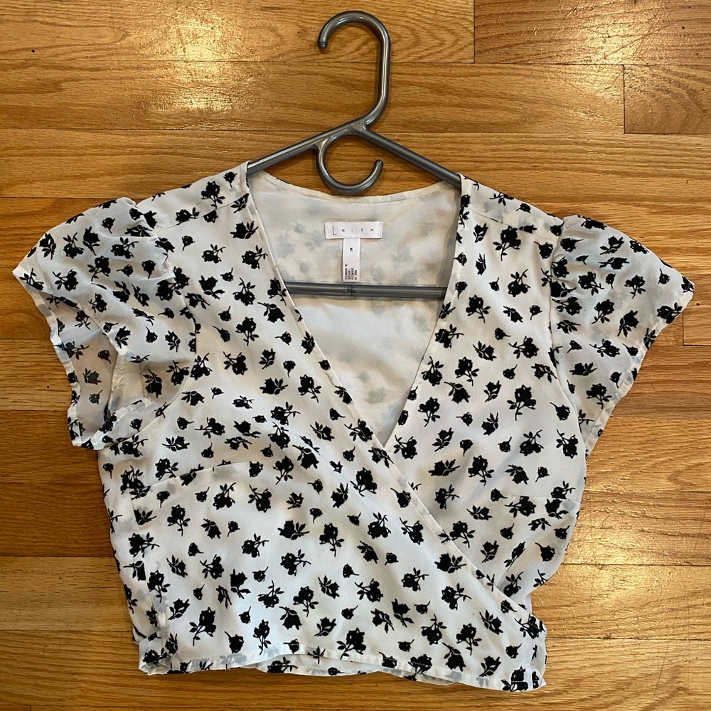 White/Black Floral Blouse